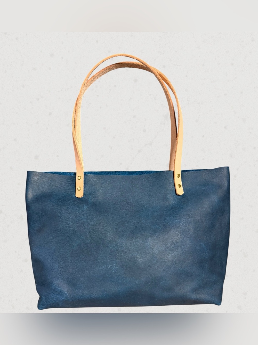 East West Tote in Rushmore Navy with Natural Straps